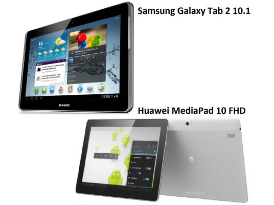 Samsung Galaxy Tab 2 10.1 P5100 против Huawei MediaPad 10 FHD