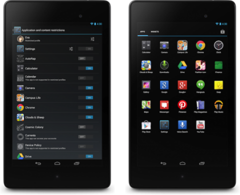 Ограниченный профиль - одна из новых функций Android 4.3 Jelly Bean