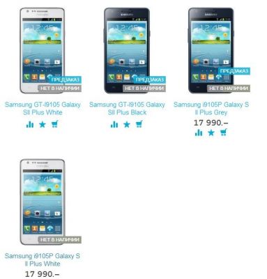 Смартфон Galaxy S II Plus начинает появляться в России