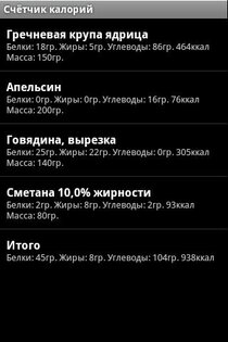 Счётчик калорий 1.2. Скриншот 2