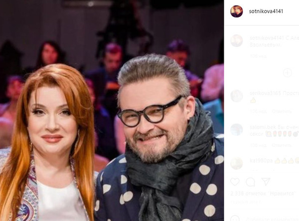Вера Сотникова с Александром Васильевым на съемках программы "Модный приговор"
