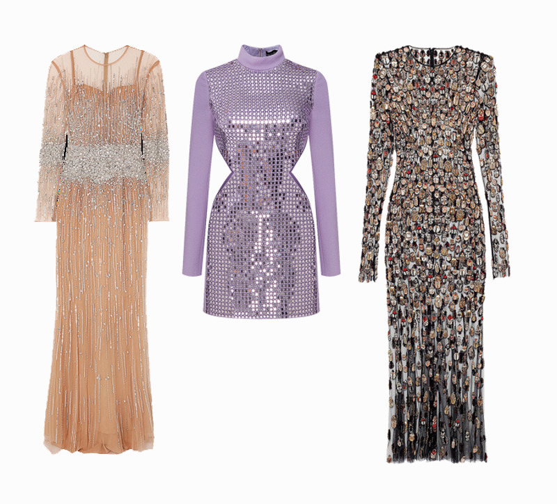 Дизайнеры предлагают обилие сверкающих блесток, бисера и пайеток