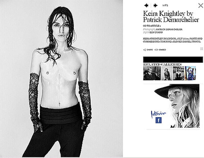 Кира Найтли оголила грудь в качестве протеста. Фото: www.interviewmagazine.com.