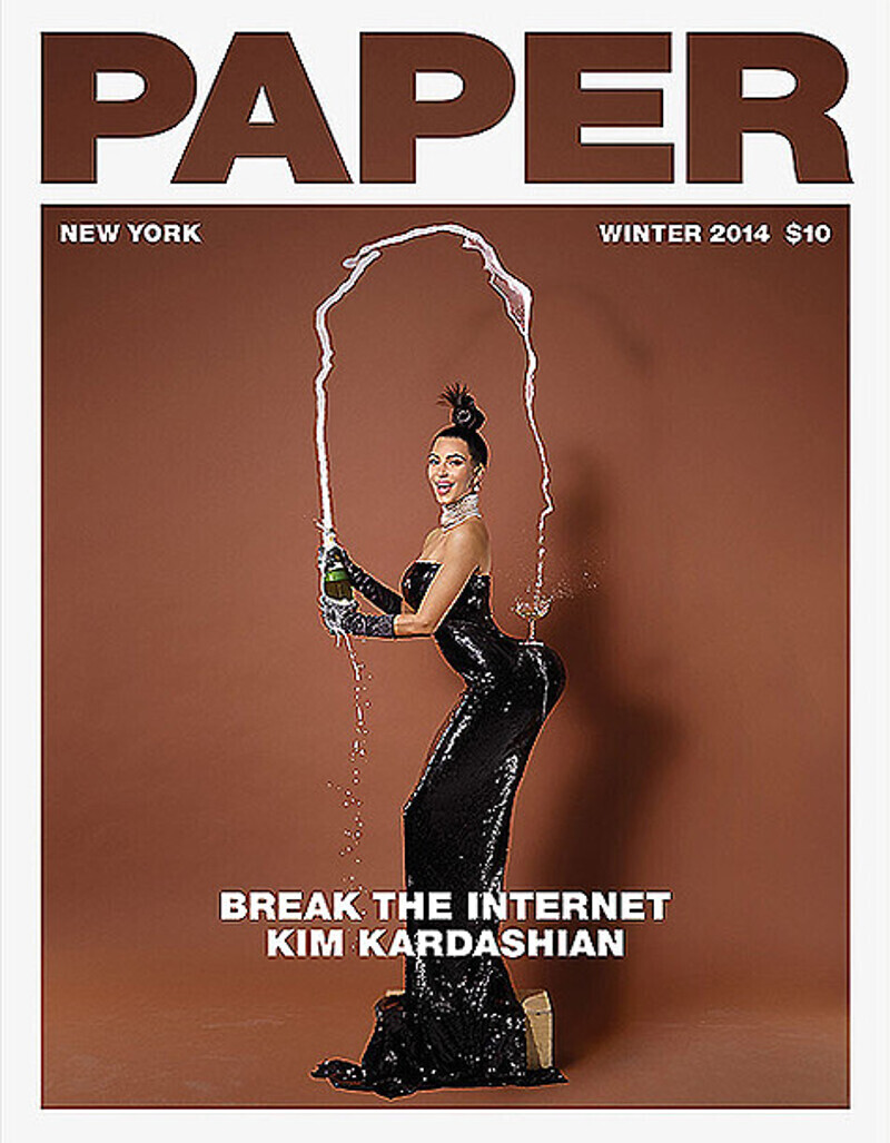 Один вариант обложки с Ким Кардашьян получился довольно ироничным. Фото: papermag.com.