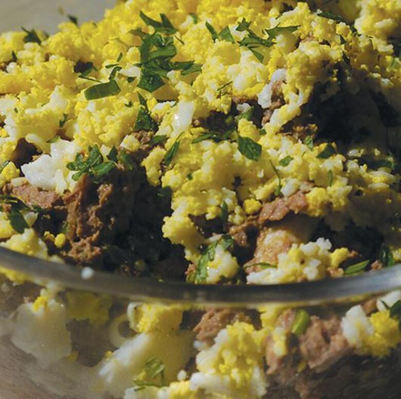 Рубленая куриная печень.