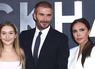 Дэвид Бекхэм с Викторий и Харпер
